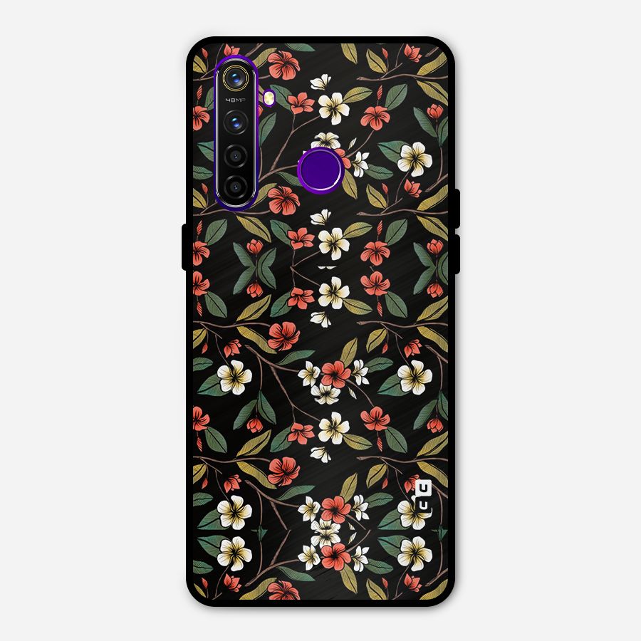 Decorative Florals Pattern Metal Back Case for Realme 5 Pro