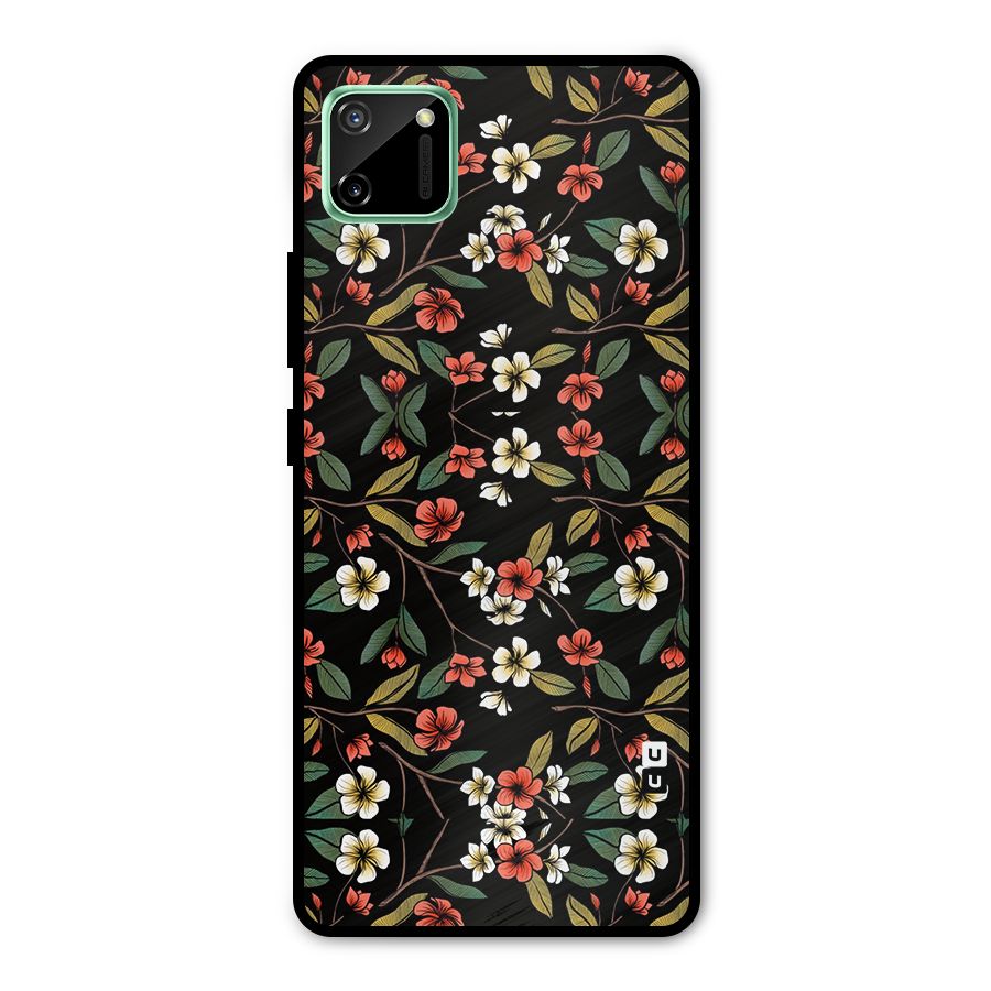Decorative Florals Pattern Metal Back Case for Realme C11