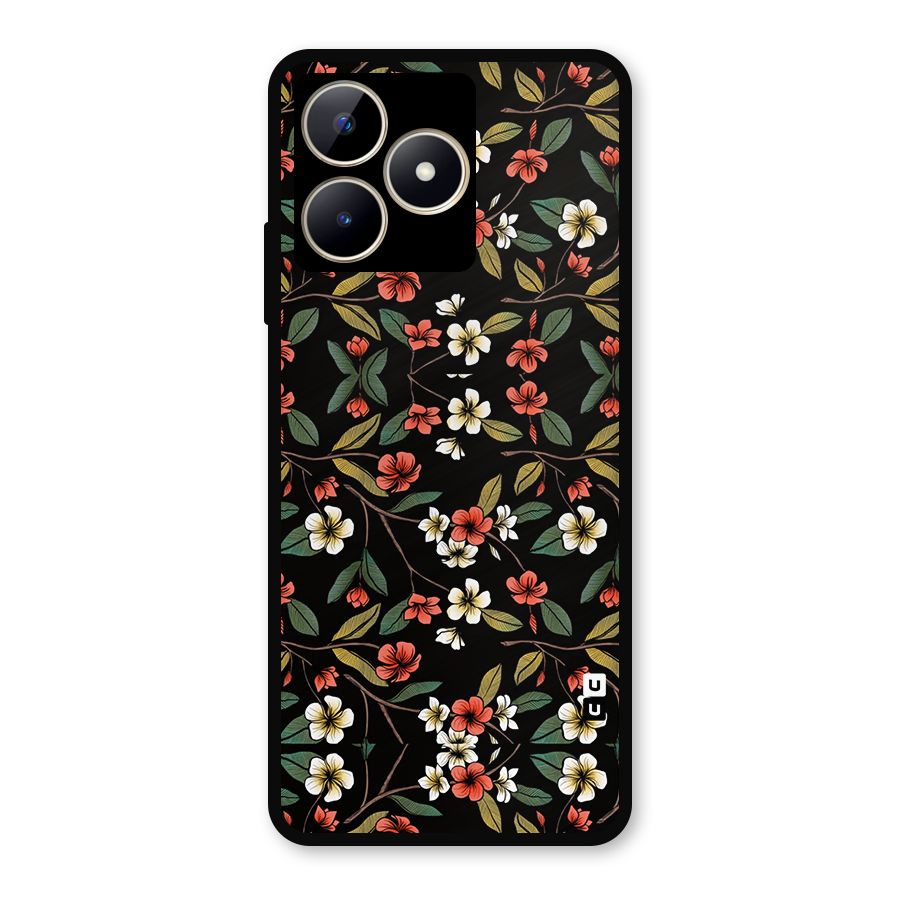 Decorative Florals Pattern Metal Back Case for Realme C53