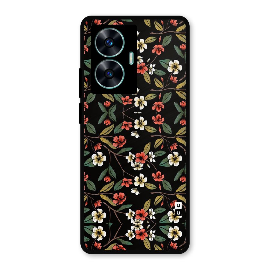 Decorative Florals Pattern Metal Back Case for Realme C55