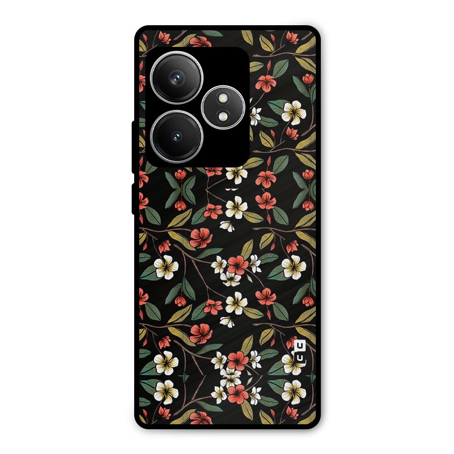Decorative Florals Pattern Metal Back Case for Realme GT 6T