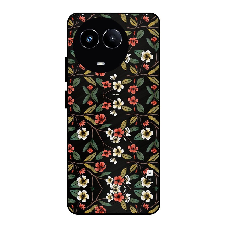 Decorative Florals Pattern Metal Back Case for Realme Narzo 60X