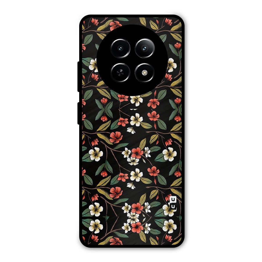 Decorative Florals Pattern Metal Back Case for Realme Narzo 70x 5G