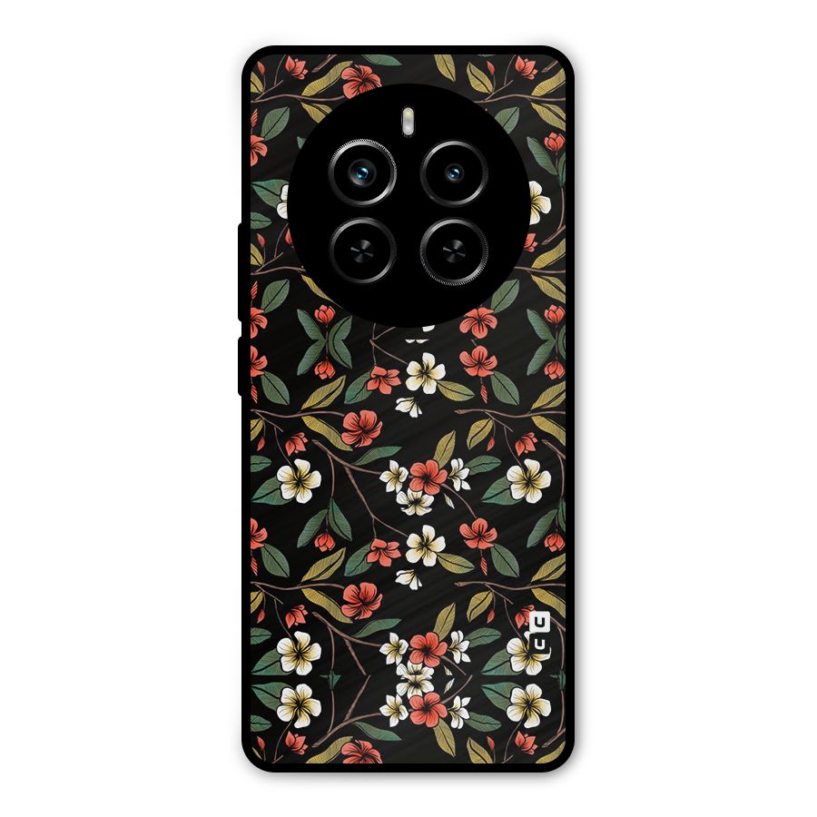 Decorative Florals Pattern Metal Back Case for Realme P1 Pro