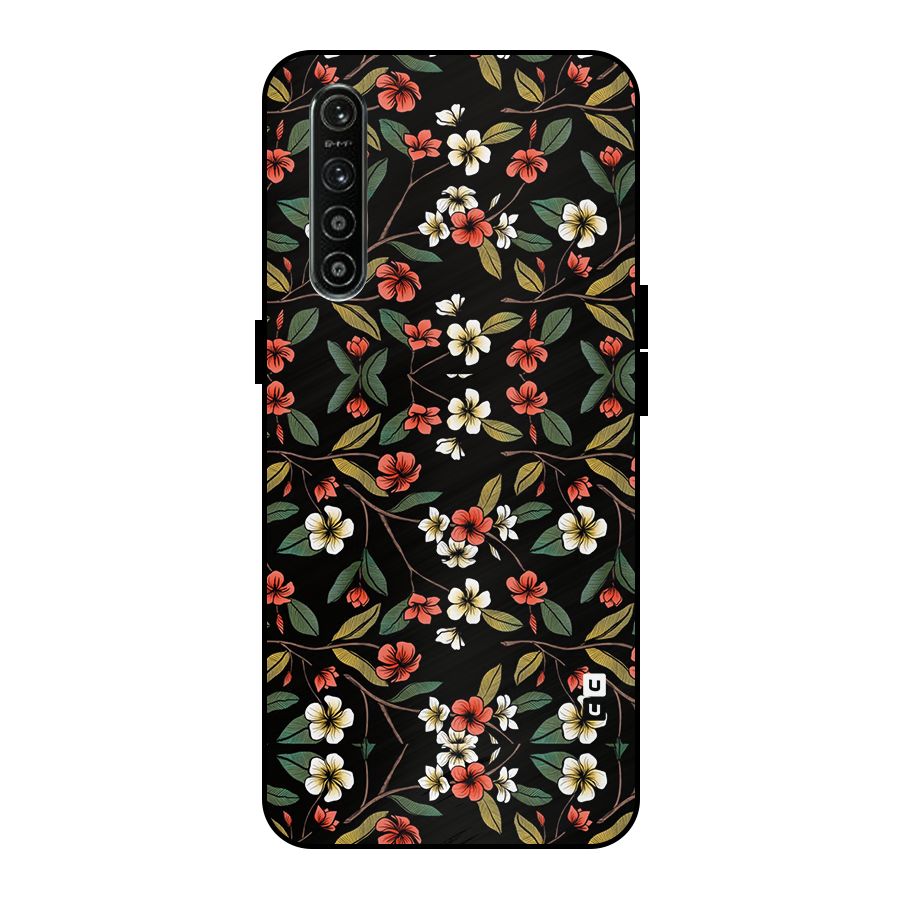 Decorative Florals Pattern Metal Back Case for Realme XT