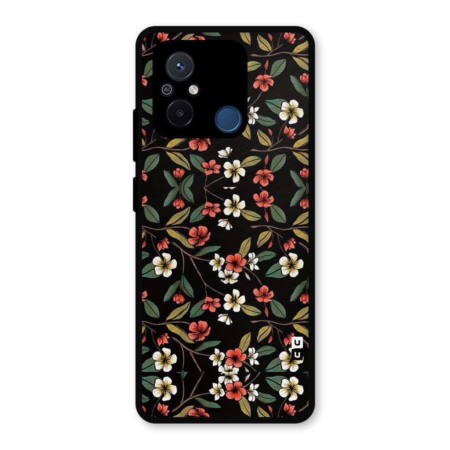 Decorative Florals Pattern Metal Back Case for Redmi 12C