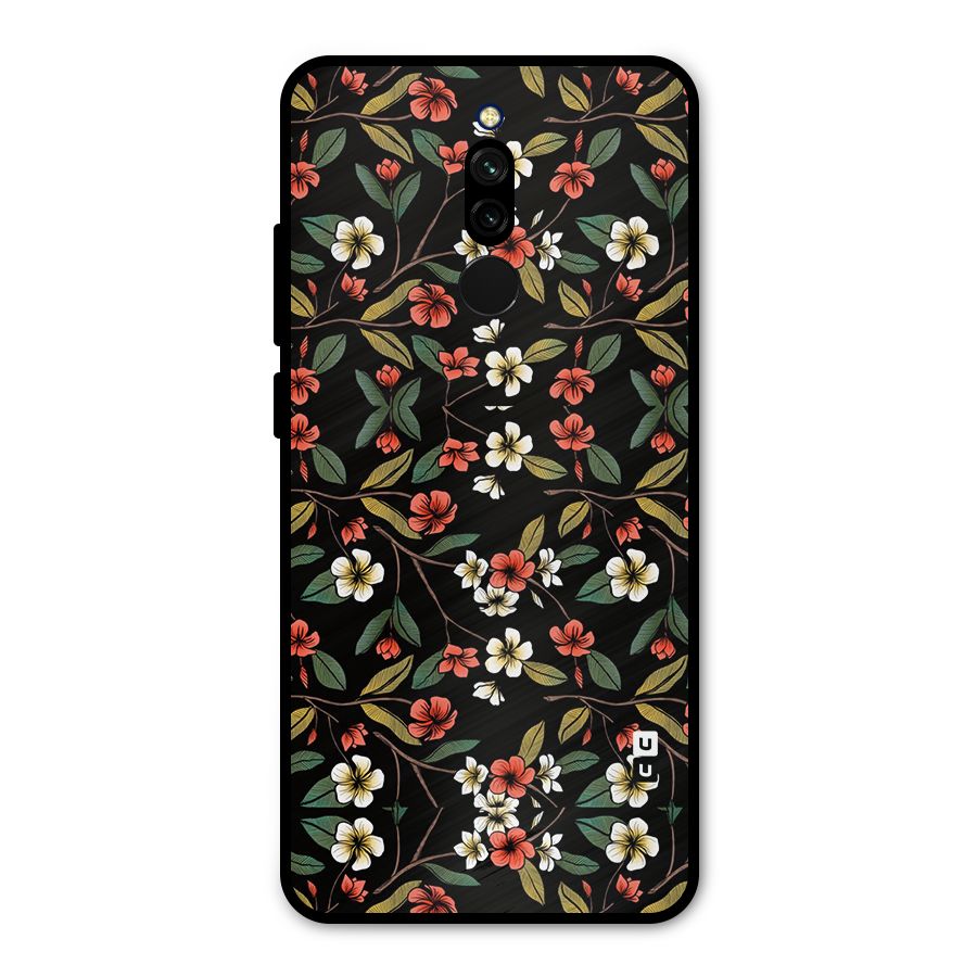 Decorative Florals Pattern Metal Back Case for Redmi 8