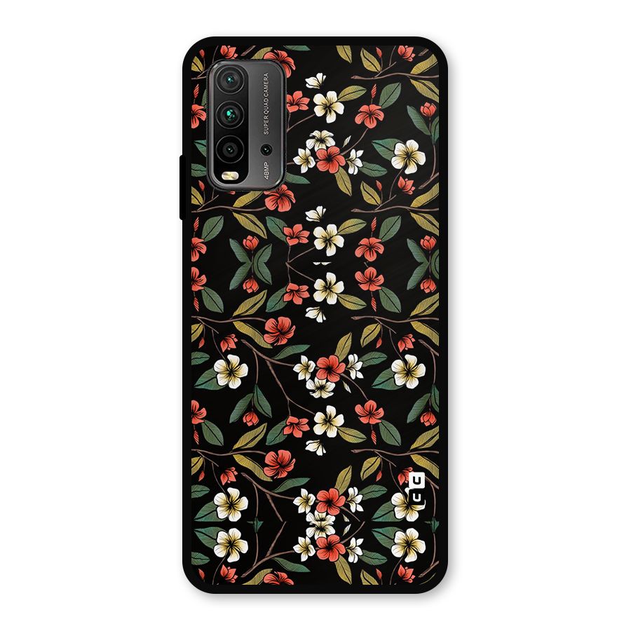 Decorative Florals Pattern Metal Back Case for Redmi 9 Power
