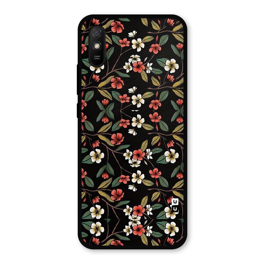 Decorative Florals Pattern Metal Back Case for Redmi 9a