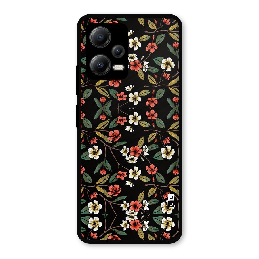 Decorative Florals Pattern Metal Back Case for Redmi Note 12 5G