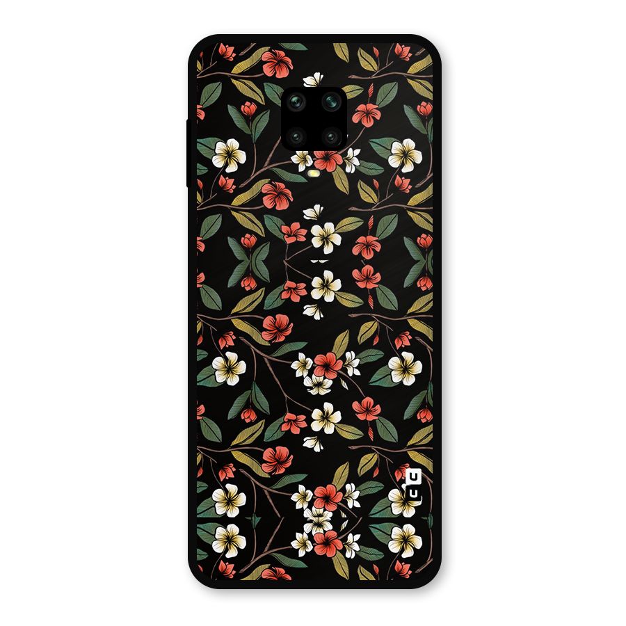 Decorative Florals Pattern Metal Back Case for Redmi Note 9 Pro