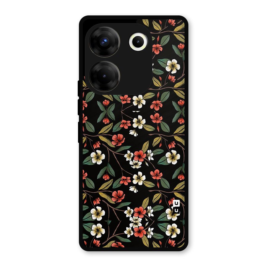 Decorative Florals Pattern Metal Back Case for Tecno Camon 20 Pro