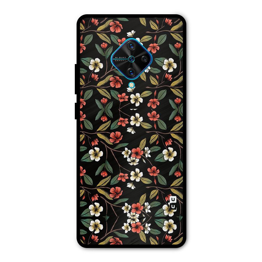 Decorative Florals Pattern Metal Back Case for Vivo S1 Pro