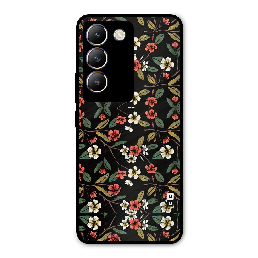 Decorative Florals Pattern Metal Back Case for Vivo T3 5G