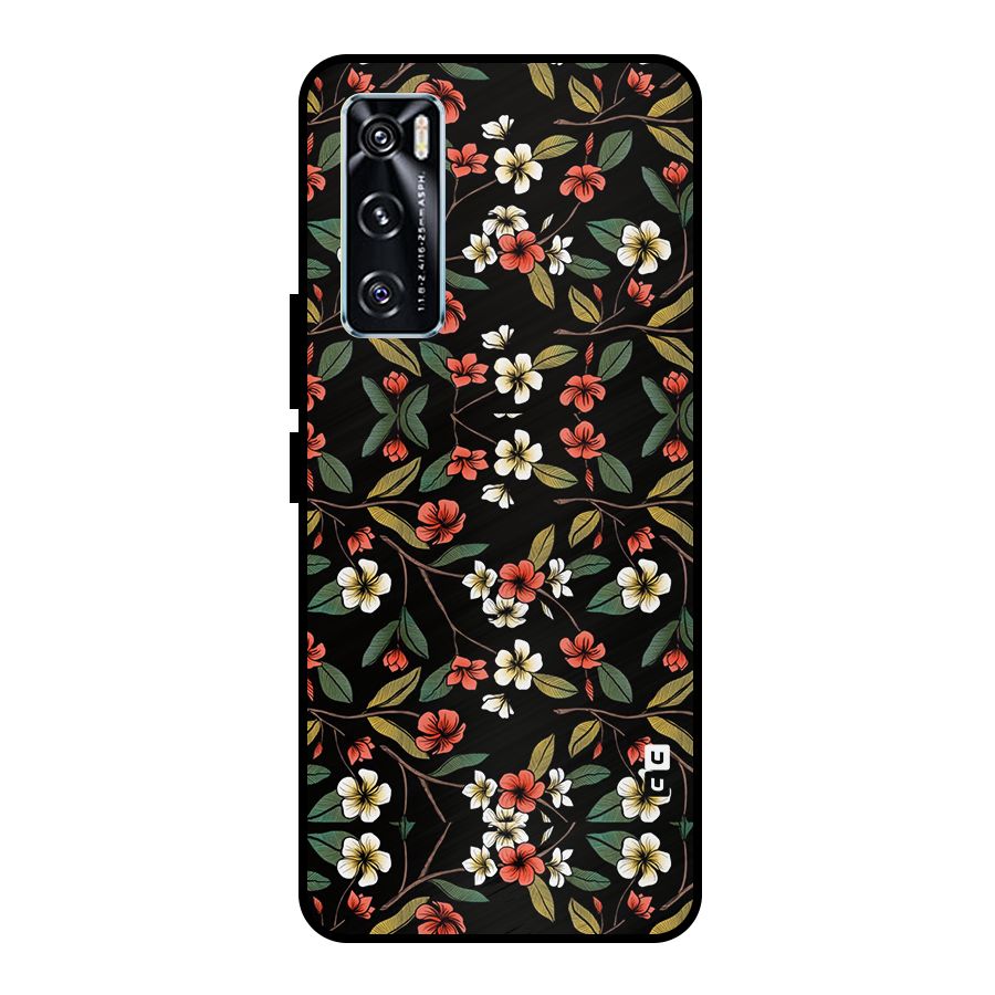 Decorative Florals Pattern Metal Back Case for Vivo V20 SE