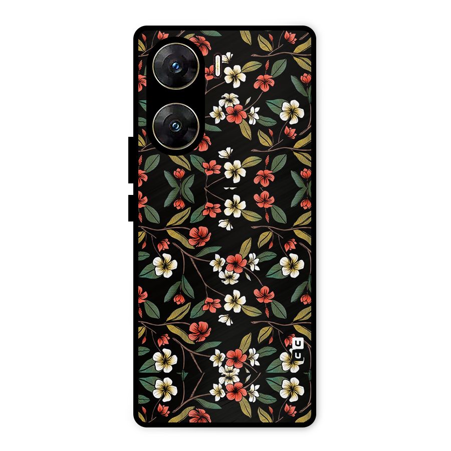 Decorative Florals Pattern Metal Back Case for Vivo V29e