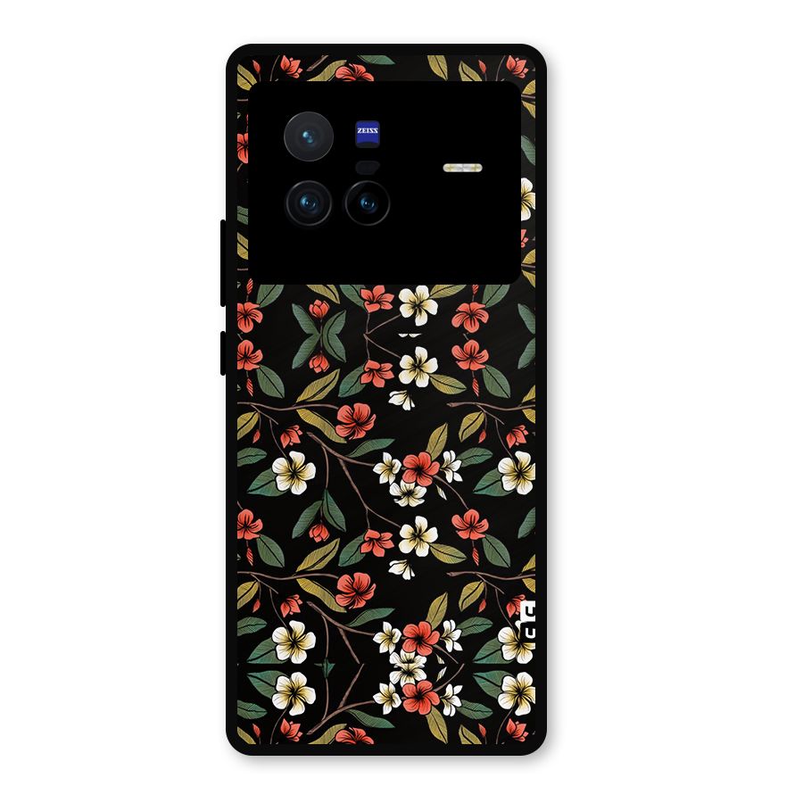 Decorative Florals Pattern Metal Back Case for Vivo X80