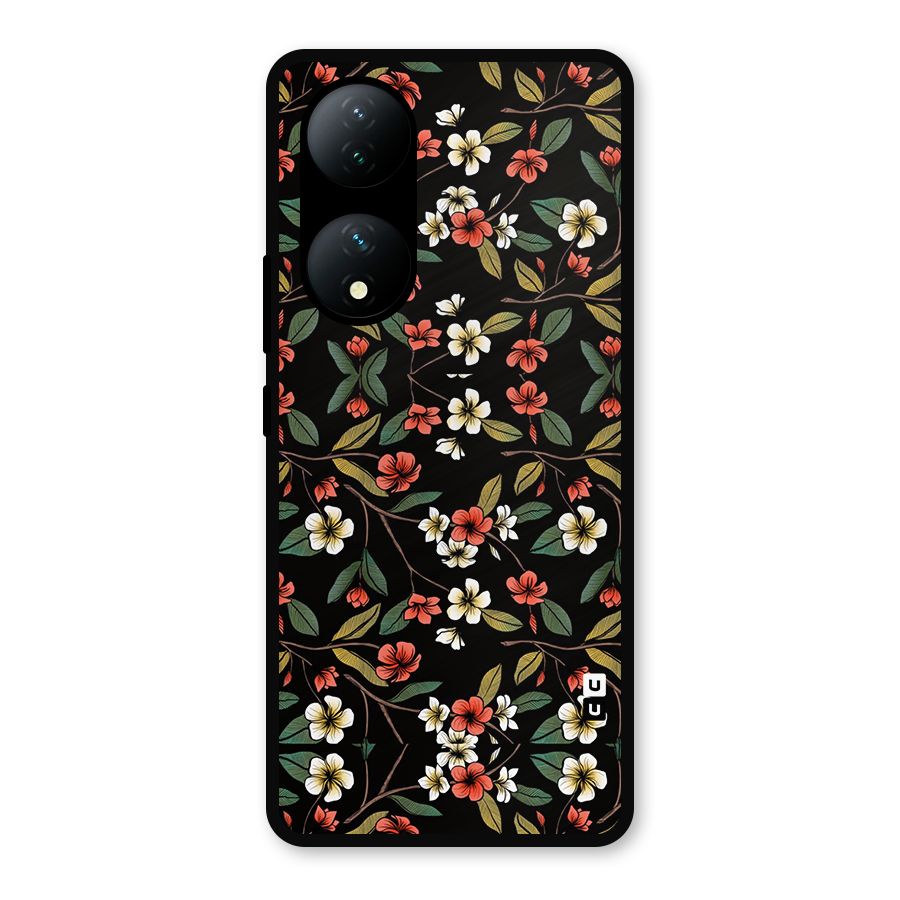 Decorative Florals Pattern Metal Back Case for Vivo Y100a