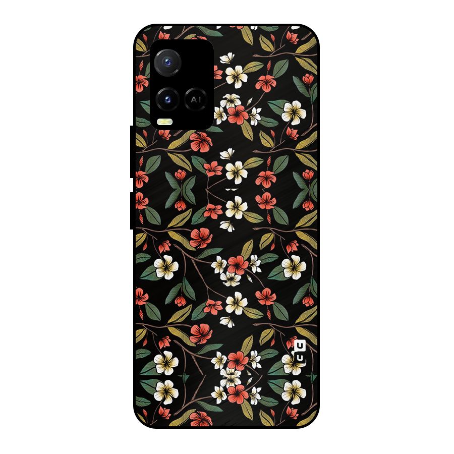 Decorative Florals Pattern Metal Back Case for Vivo Y21