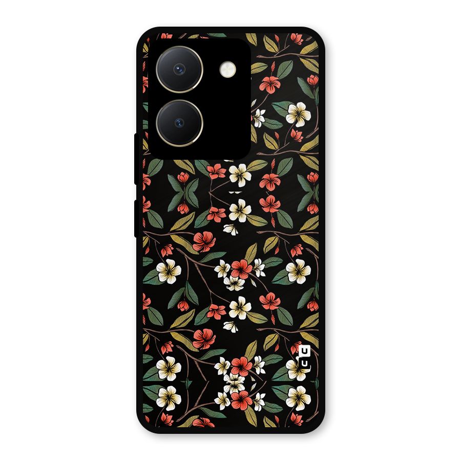 Decorative Florals Pattern Metal Back Case for Vivo Y36