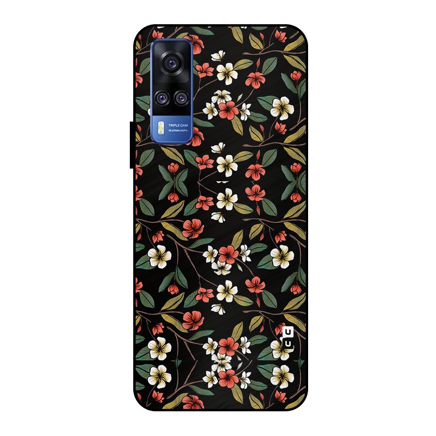 Decorative Florals Pattern Metal Back Case for Vivo Y51