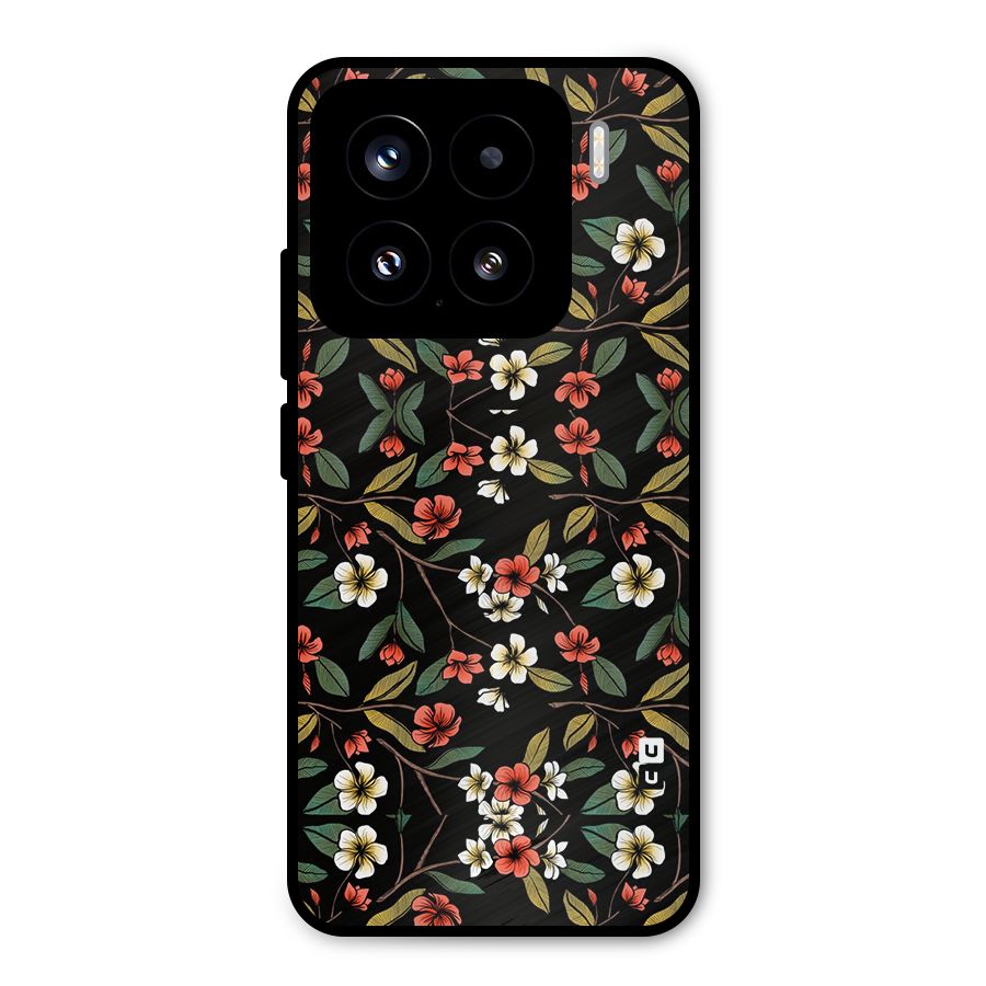 Decorative Florals Pattern Metal Back Case for Xiaomi 15