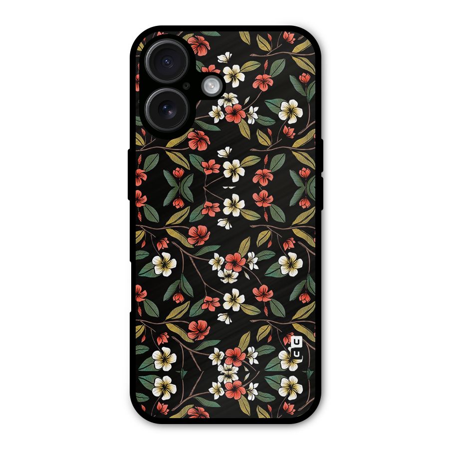 Decorative Florals Pattern Metal Back Case for iPhone 16