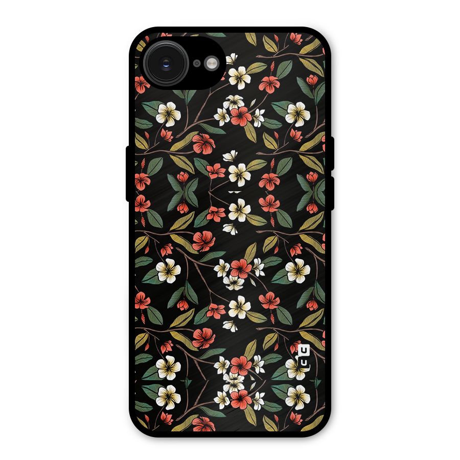 Decorative Florals Pattern Metal Back Case for iPhone 16e