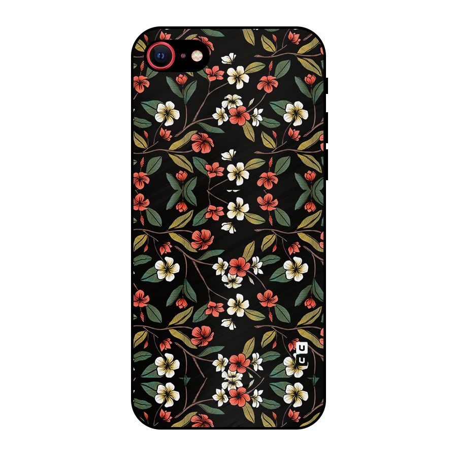 Decorative Florals Pattern Metal Back Case for iPhone 7