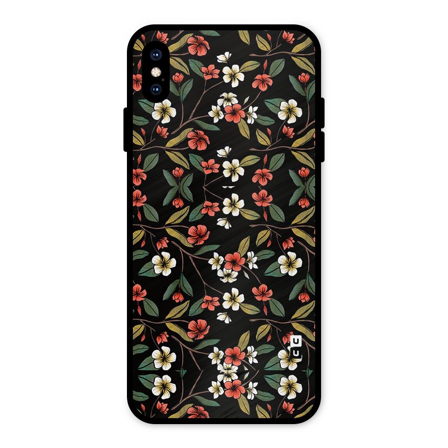 Decorative Florals Pattern Metal Back Case for iPhone XS Max