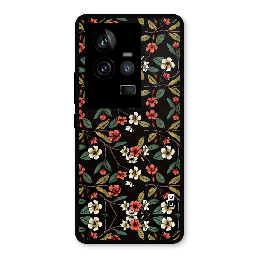 Decorative Florals Pattern Metal Back Case for iQOO 11 5G