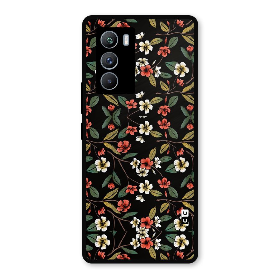 Decorative Florals Pattern Metal Back Case for iQOO 9 SE