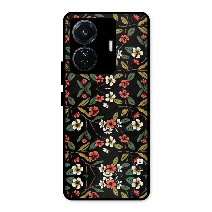 Decorative Florals Pattern Metal Back Case for iQOO Z6
