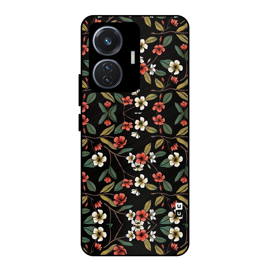 Decorative Florals Pattern Metal Back Case for iQOO Z6 44W