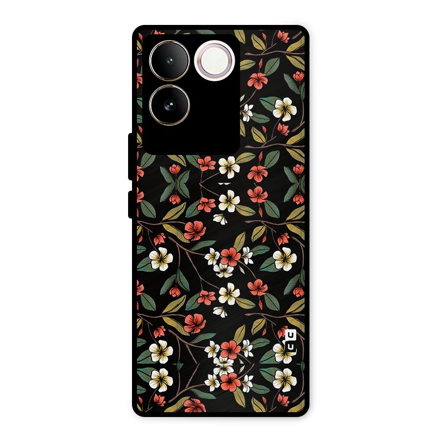 Decorative Florals Pattern Metal Back Case for iQOO Z7 Pro