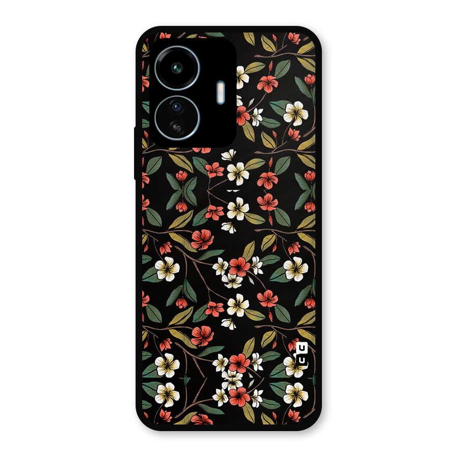 Decorative Florals Pattern Metal Back Case for vivo iQOO Z6 Lite 5G