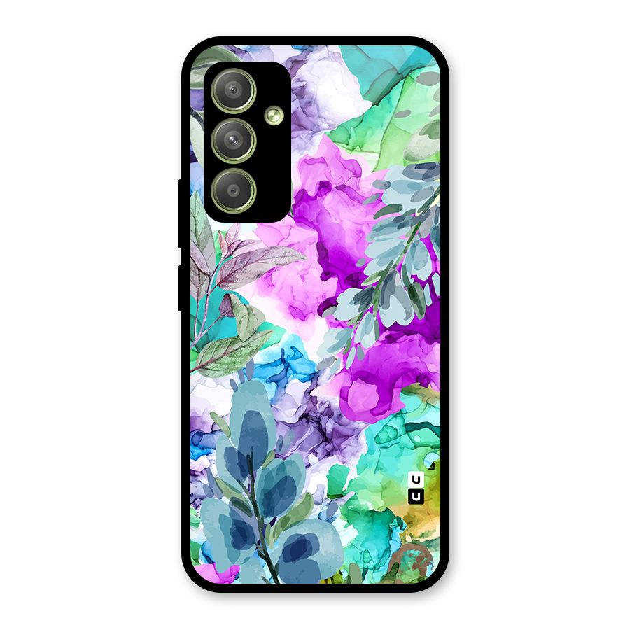 Decorative Florals Printed Glass Back Case for Galaxy A54
