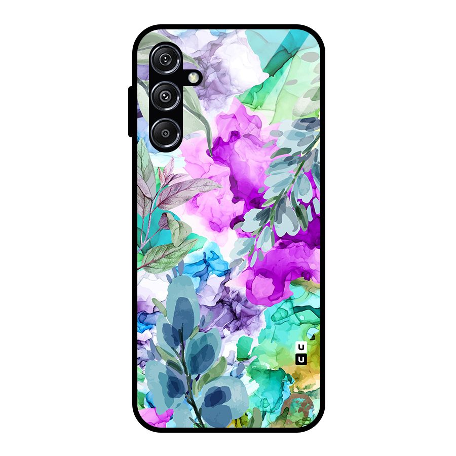 Decorative Florals Printed Glass Back Case for Galaxy M34 5G