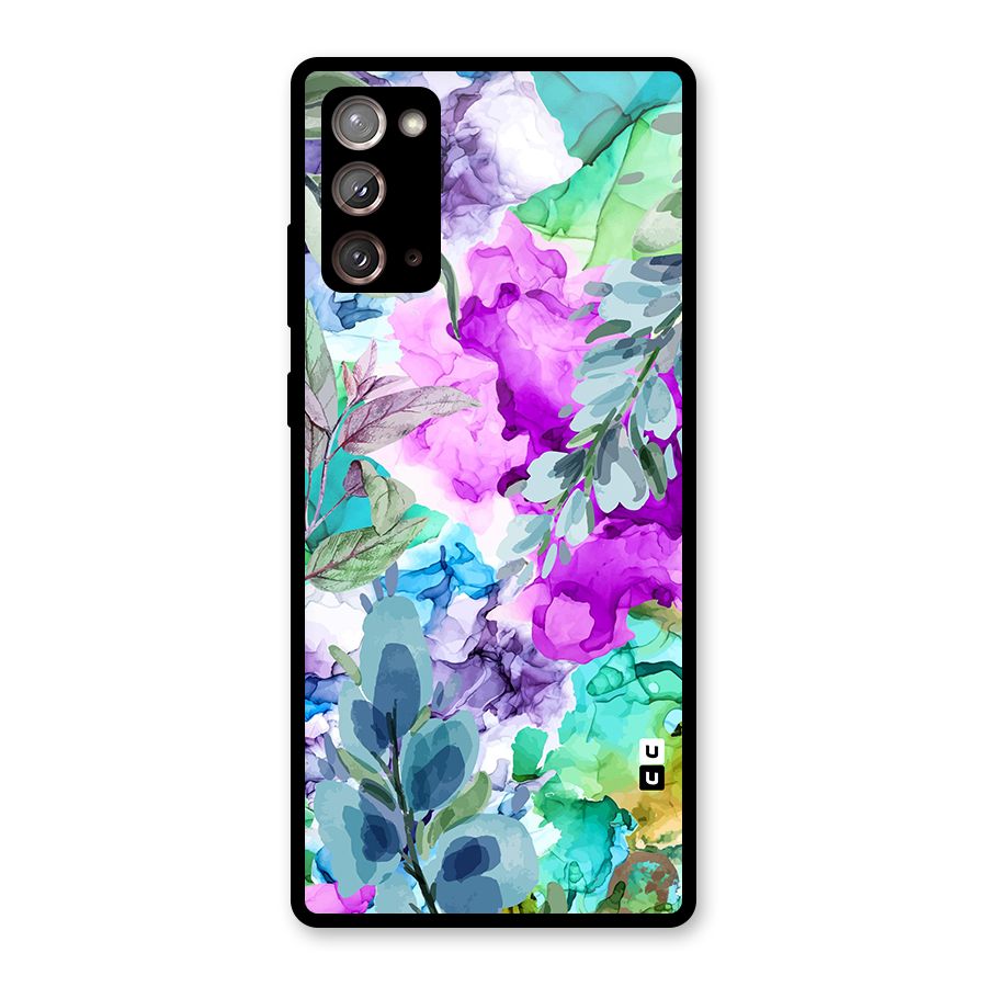 Decorative Florals Printed Glass Back Case for Galaxy Note 20