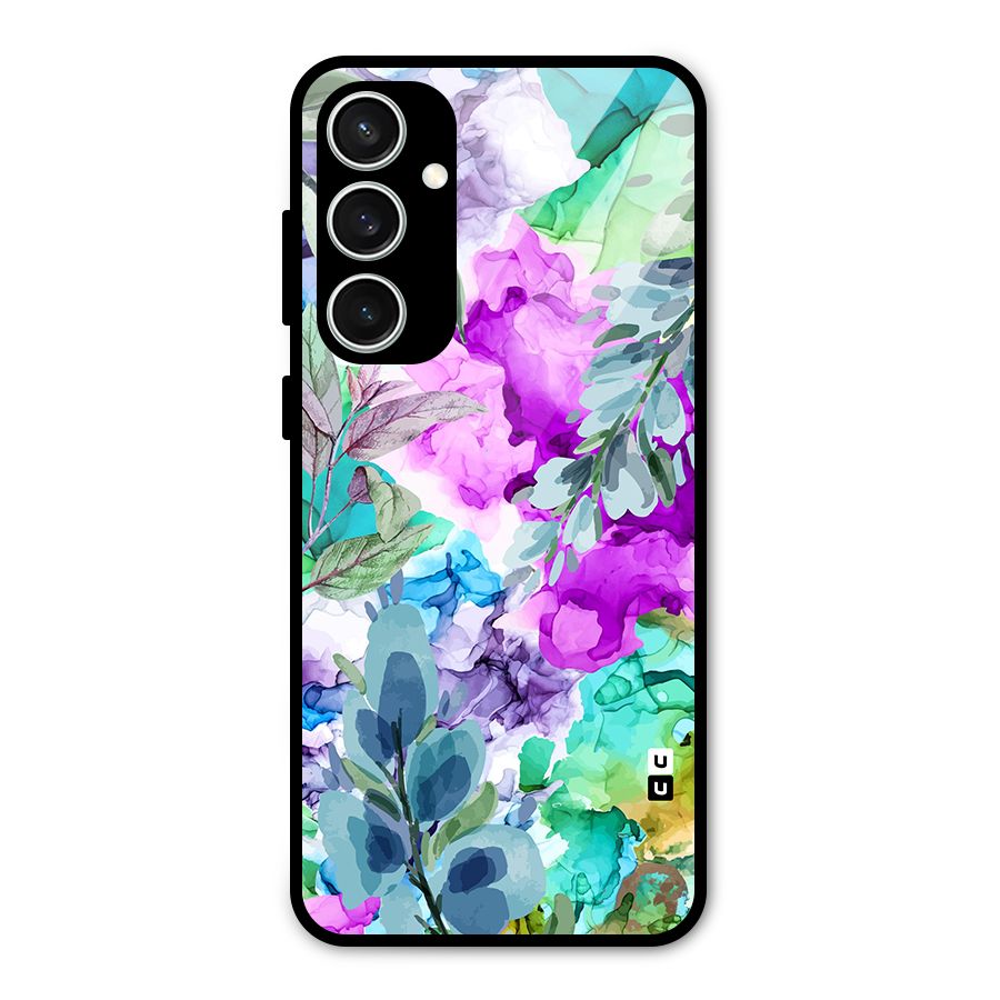 Decorative Florals Printed Glass Back Case for Galaxy S23 FE