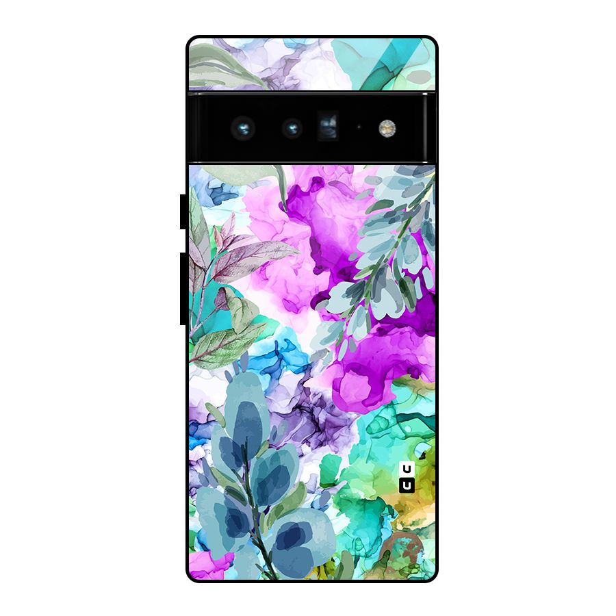 Decorative Florals Printed Glass Back Case for Google Pixel 6 Pro
