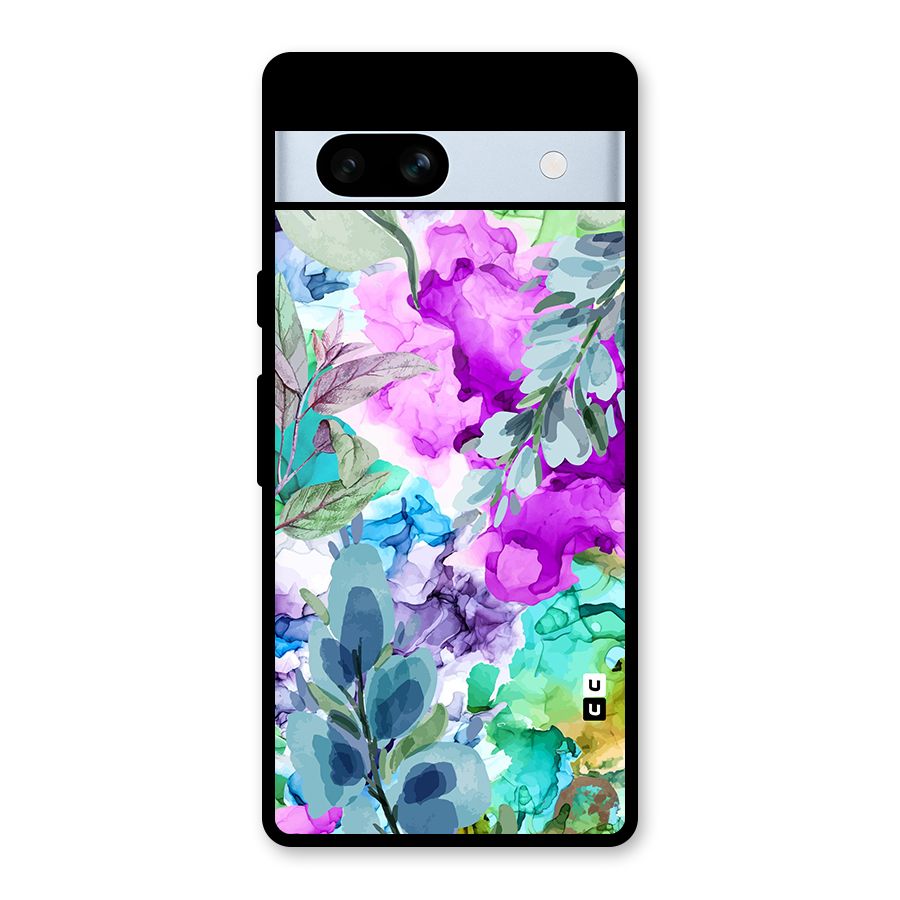 Decorative Florals Printed Glass Back Case for Google Pixel 7a