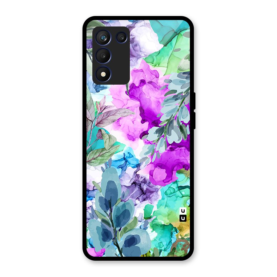 Decorative Florals Printed Glass Back Case for Realme 9 5G Speed