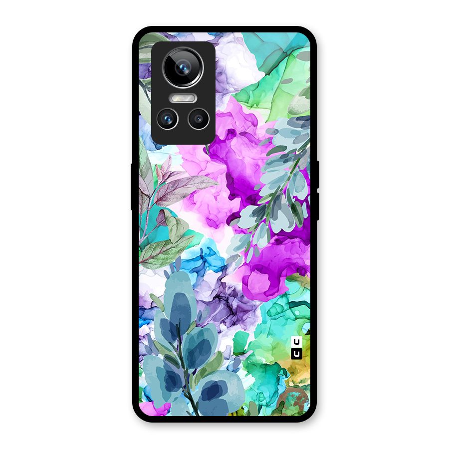 Decorative Florals Printed Glass Back Case for Realme GT Neo 3