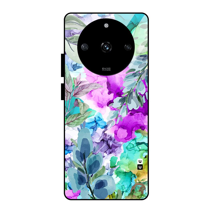 Decorative Florals Printed Glass Back Case for Realme Narzo 60 5G