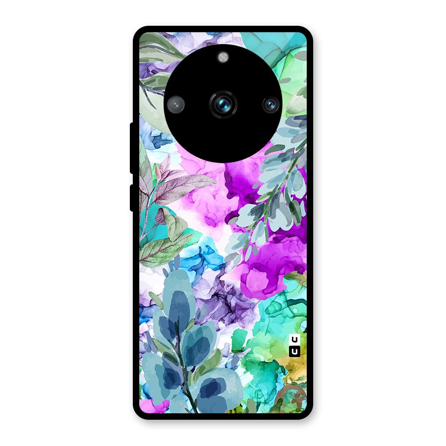 Decorative Florals Printed Glass Back Case for Realme Narzo 60 Pro