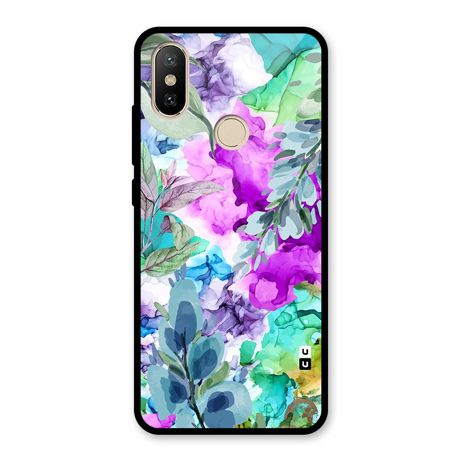 Decorative Florals Printed Glass Back Case for Redmi A2