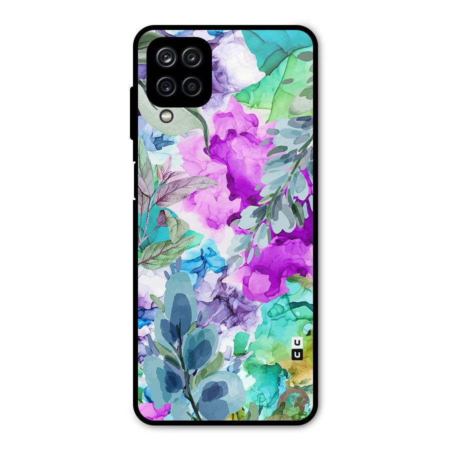 Decorative Florals Printed Metal Back Case for Galaxy A12