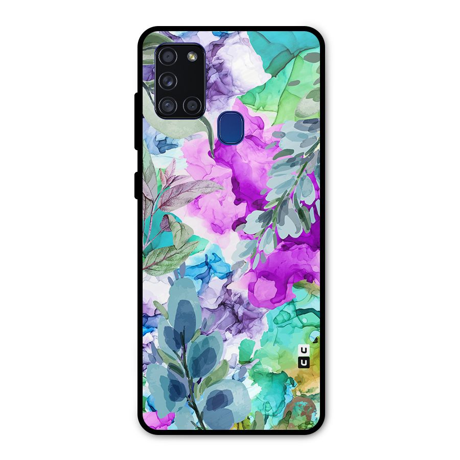 Decorative Florals Printed Metal Back Case for Galaxy A21s