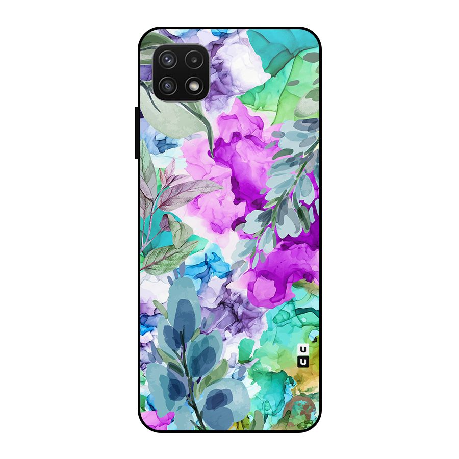 Decorative Florals Printed Metal Back Case for Galaxy A22 5G